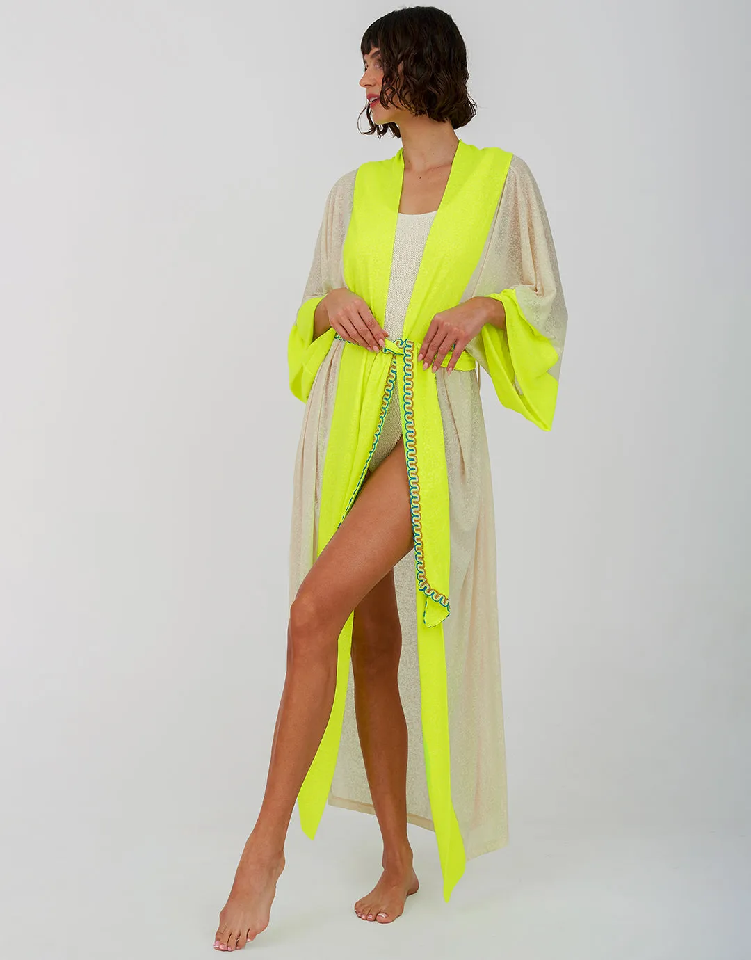 Two Tone Kimono - Ecru