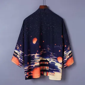 Veste Kimono Court Japon Nuit