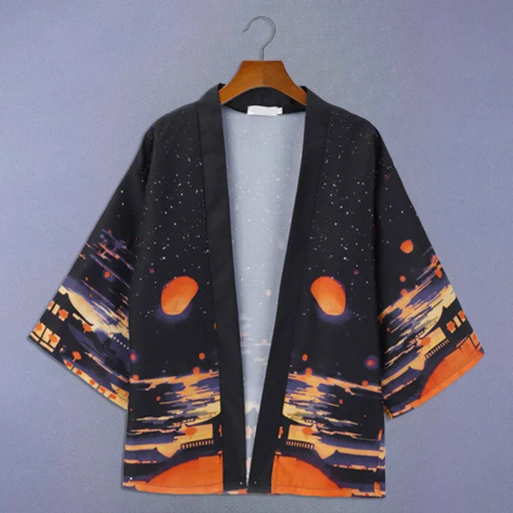 Veste Kimono Court Japon Nuit