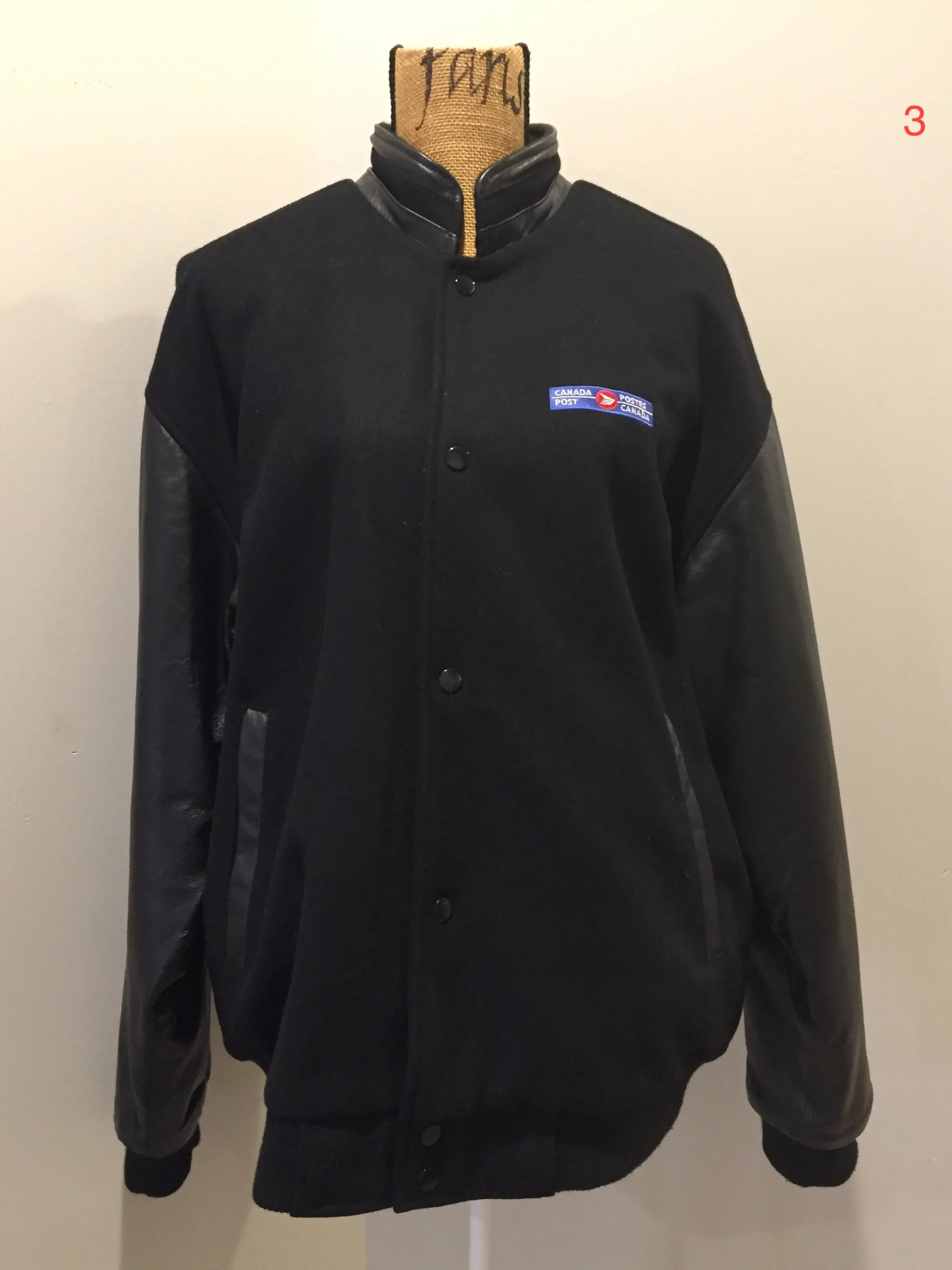 Vintage Canada Post Black Varsity Jacket