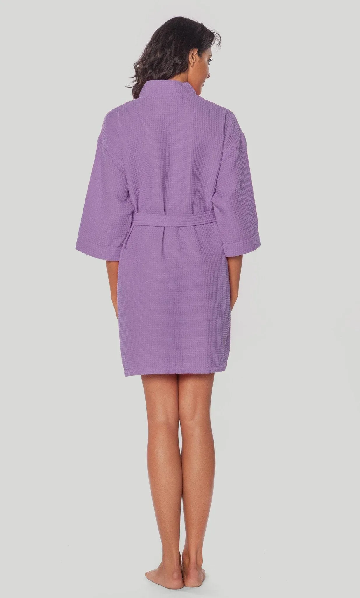 Waffle Kimono Lavender Short Robe