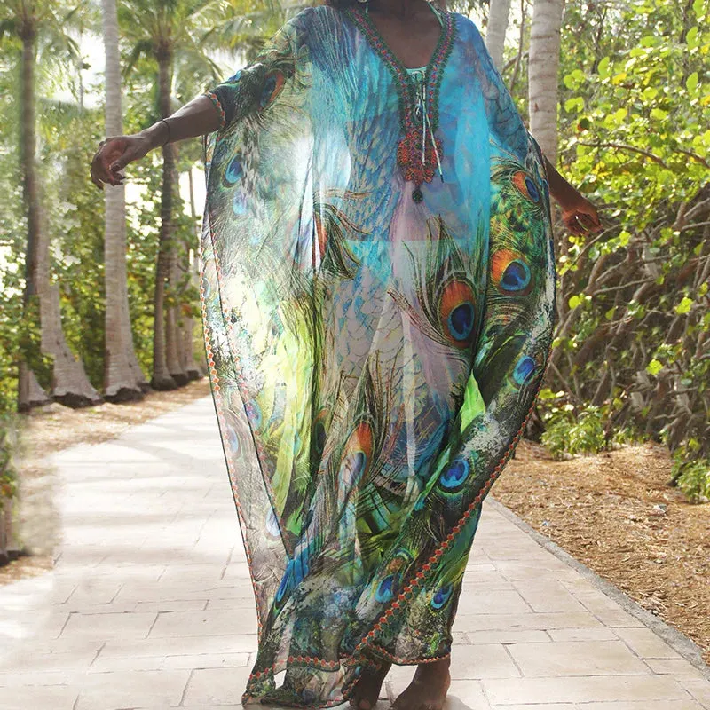 Women's Chiffon Peacock Bathing Tunic